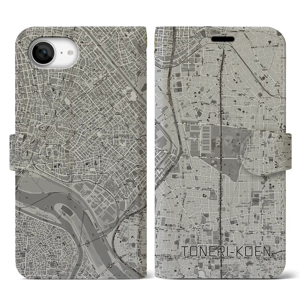 【舎人公園(東京都)】地図柄iPhoneケース(手帳タイプ)