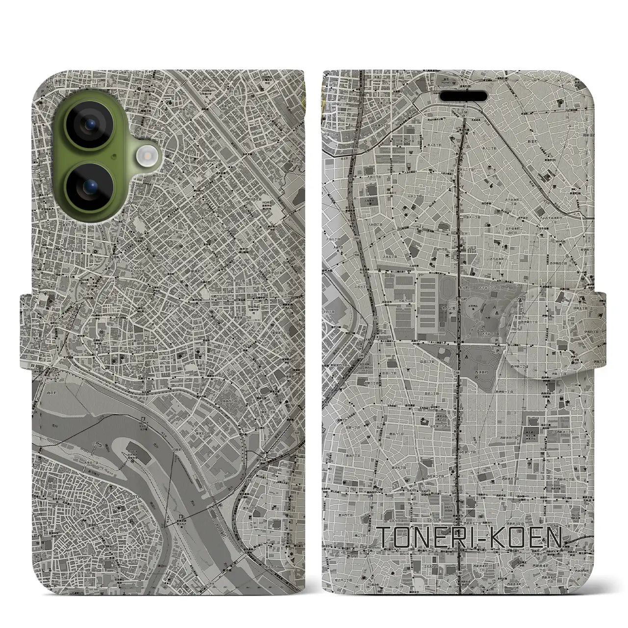 【舎人公園(東京都)】地図柄iPhoneケース(手帳タイプ)