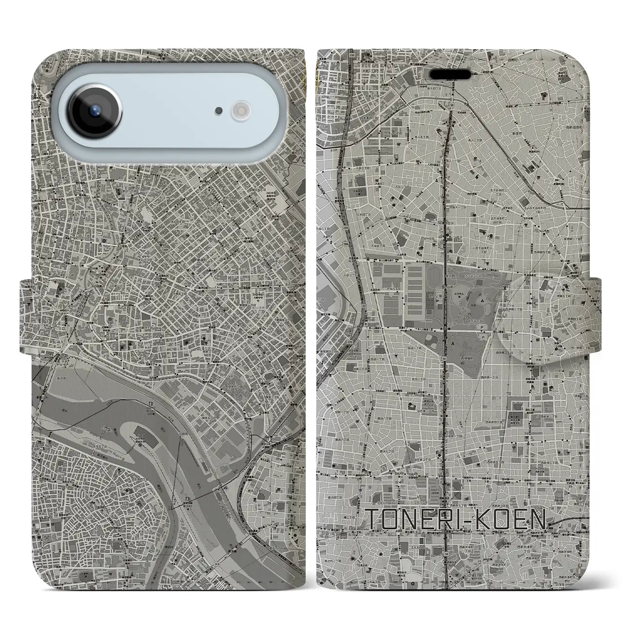 【舎人公園(東京都)】地図柄iPhoneケース(手帳タイプ)