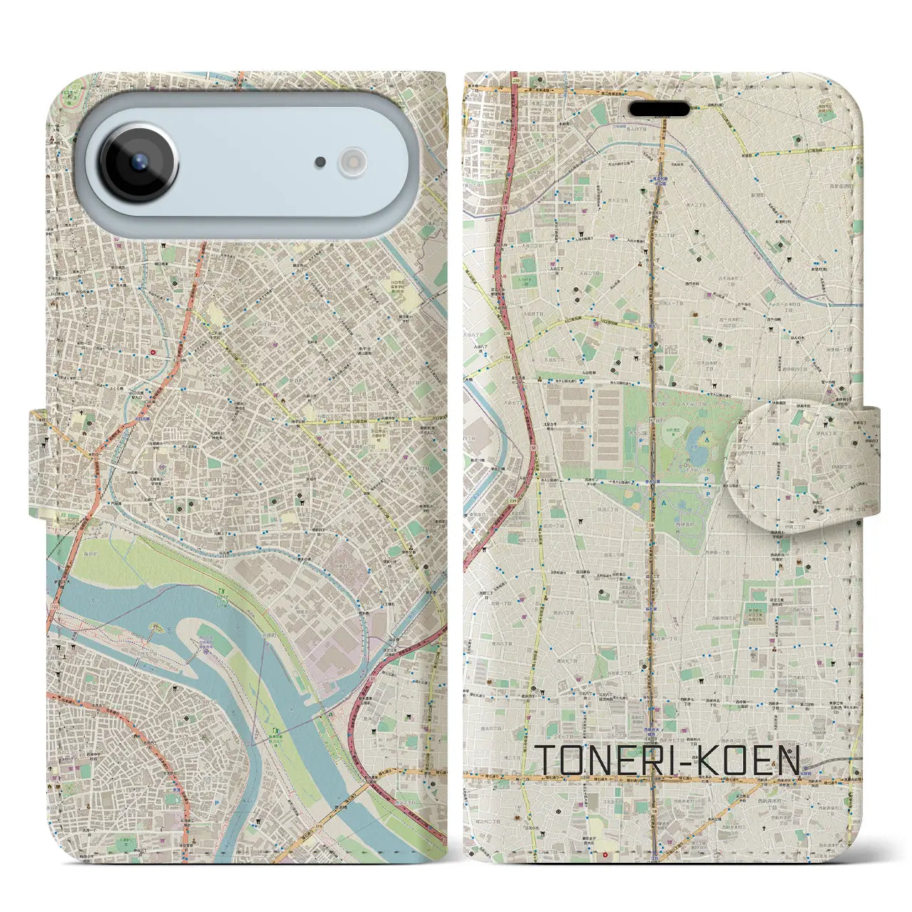 【舎人公園(東京都)】地図柄iPhoneケース(手帳タイプ)