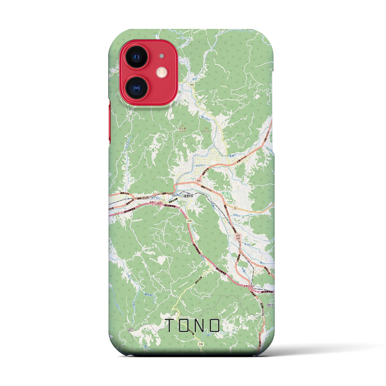 【遠野(岩手県)】地図柄iPhoneケース(バックカバータイプ)ナチュラル・iPhone 11 用