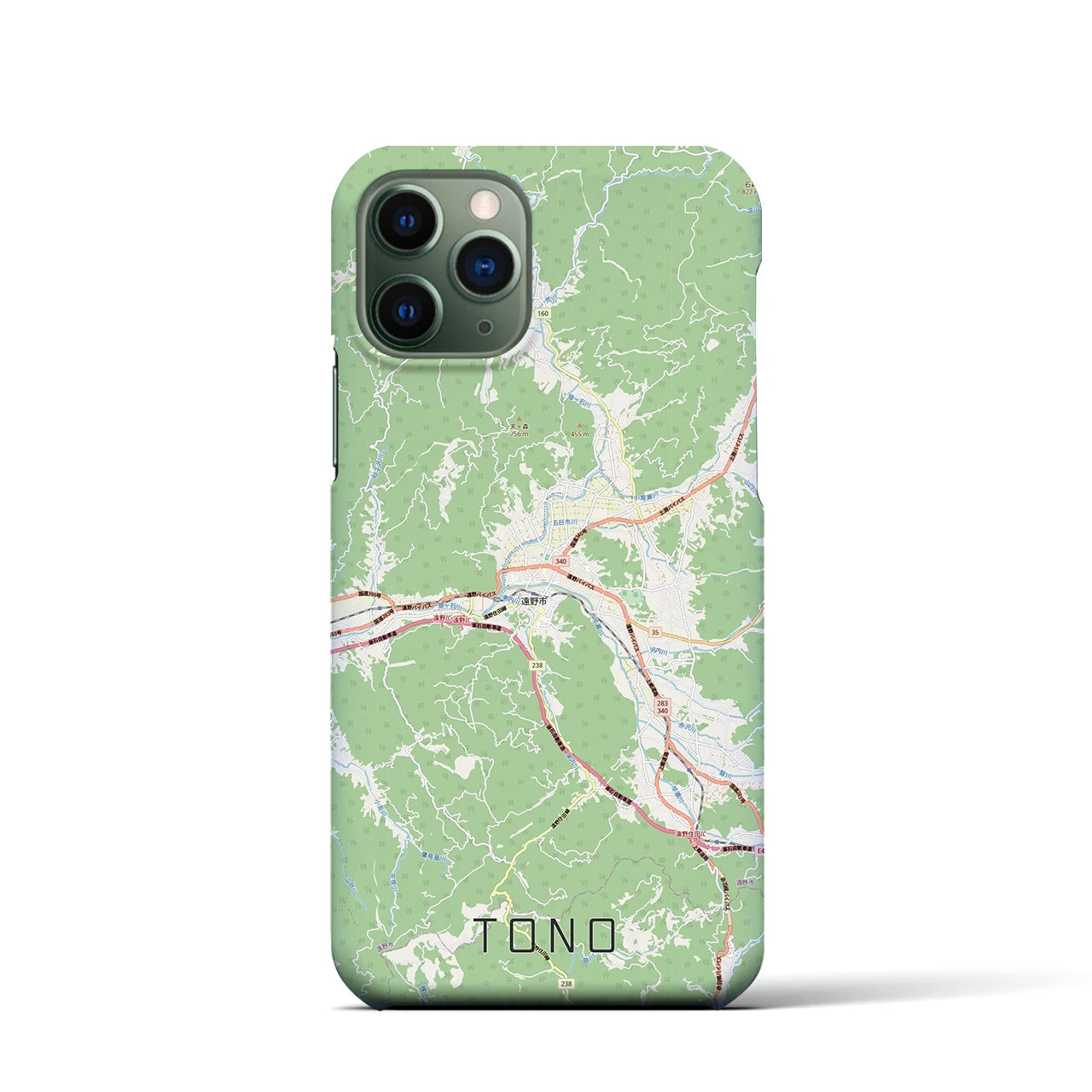 【遠野(岩手県)】地図柄iPhoneケース(バックカバータイプ)ナチュラル・iPhone 11 Pro 用