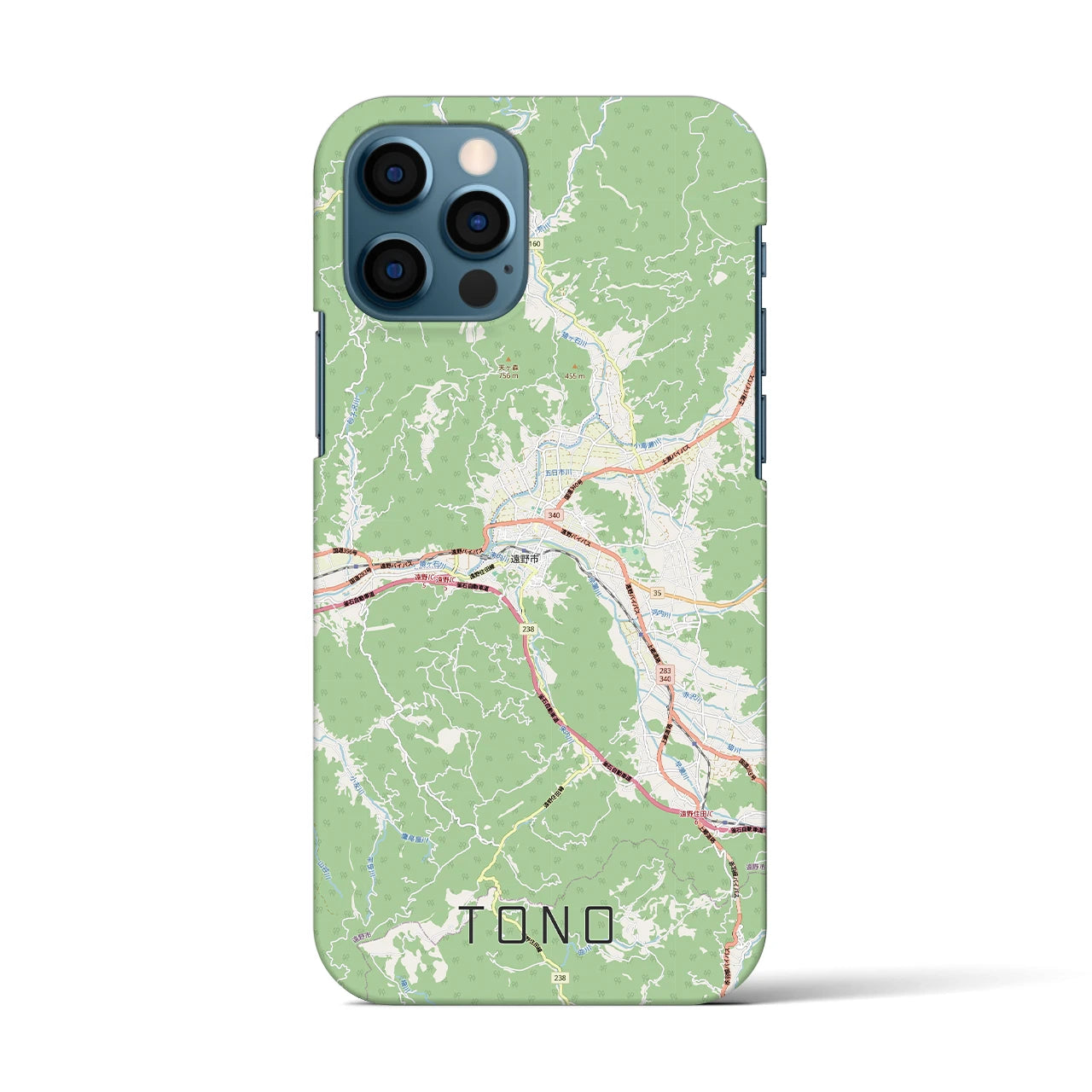 【遠野(岩手県)】地図柄iPhoneケース(バックカバータイプ)ナチュラル・iPhone 12 / 12 Pro 用