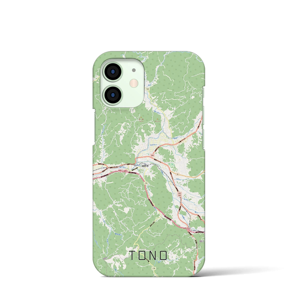 【遠野(岩手県)】地図柄iPhoneケース(バックカバータイプ)ナチュラル・iPhone 12 mini 用