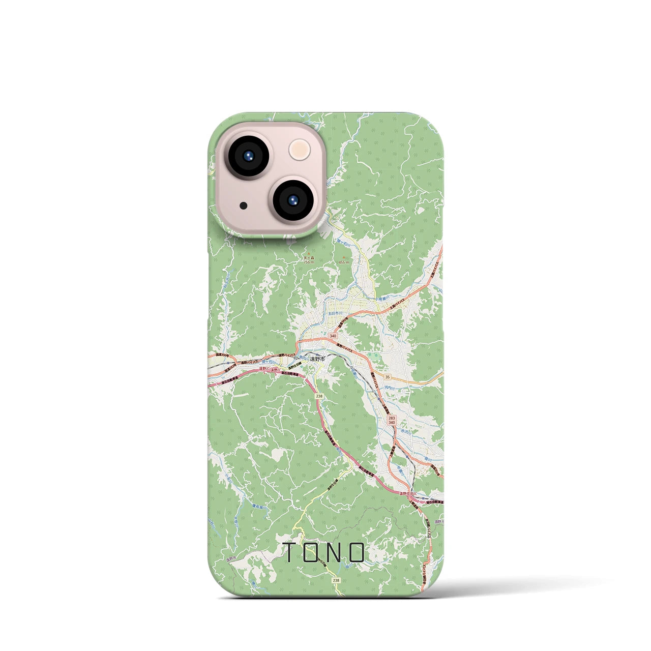 【遠野(岩手県)】地図柄iPhoneケース(バックカバータイプ)ナチュラル・iPhone 13 mini 用