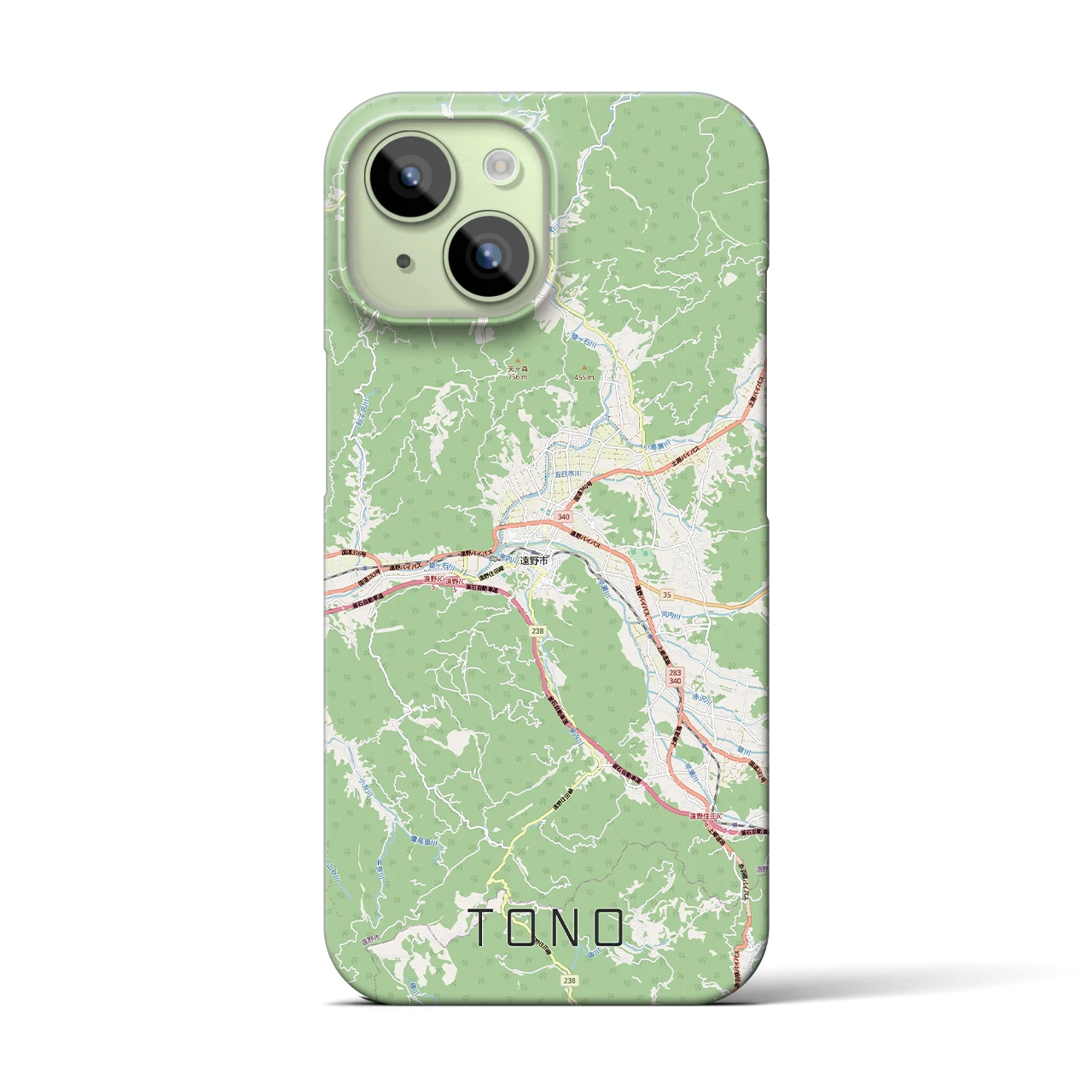 【遠野(岩手県)】地図柄iPhoneケース(バックカバータイプ)ナチュラル・iPhone 15 用