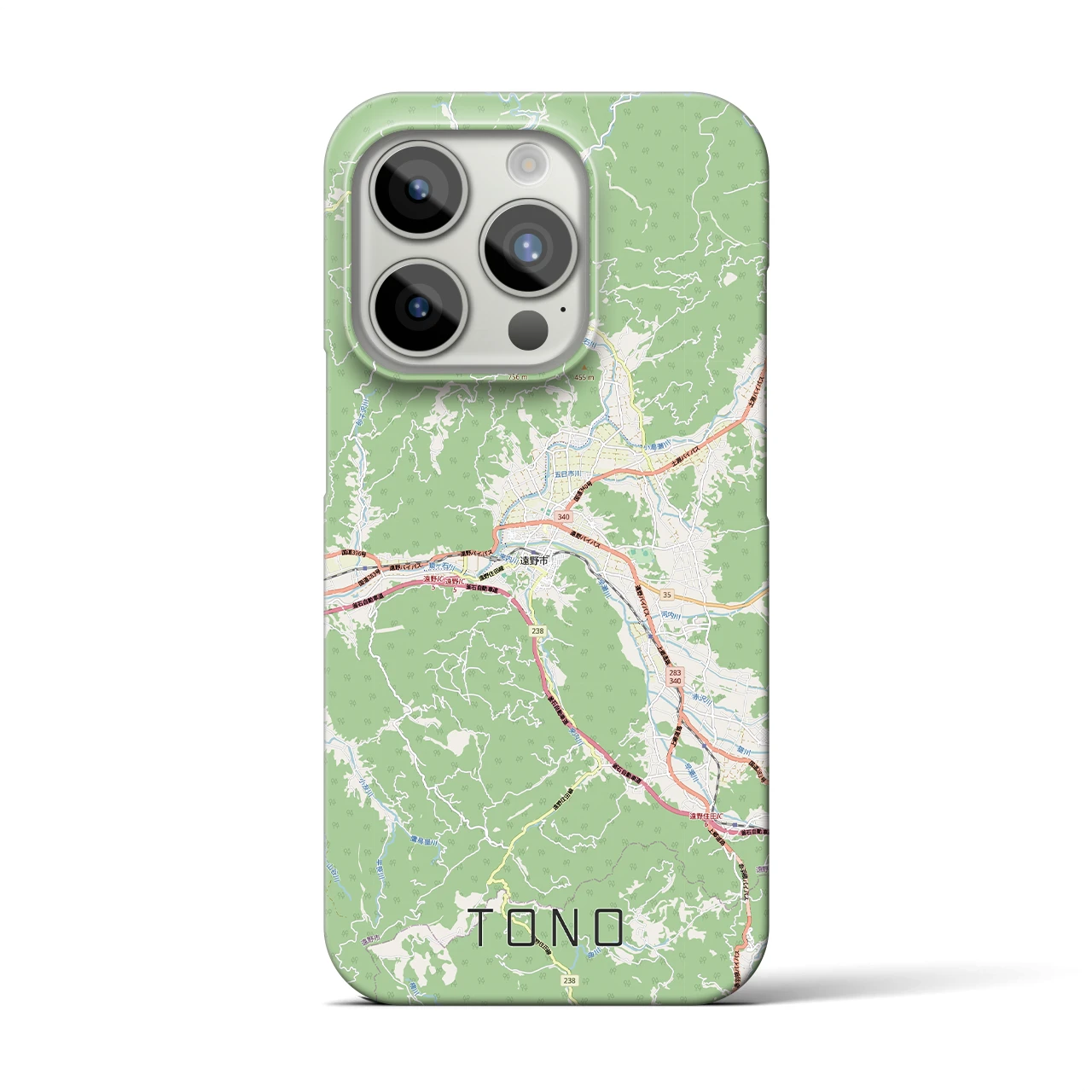 【遠野(岩手県)】地図柄iPhoneケース(バックカバータイプ)ナチュラル・iPhone 15 Pro 用