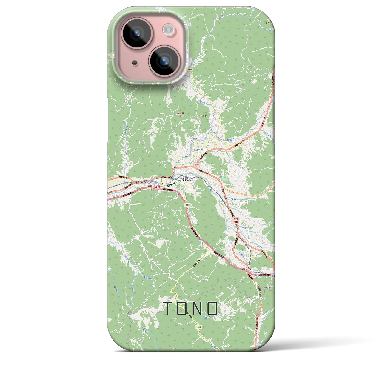【遠野(岩手県)】地図柄iPhoneケース(バックカバータイプ)ナチュラル・iPhone 15 Plus 用
