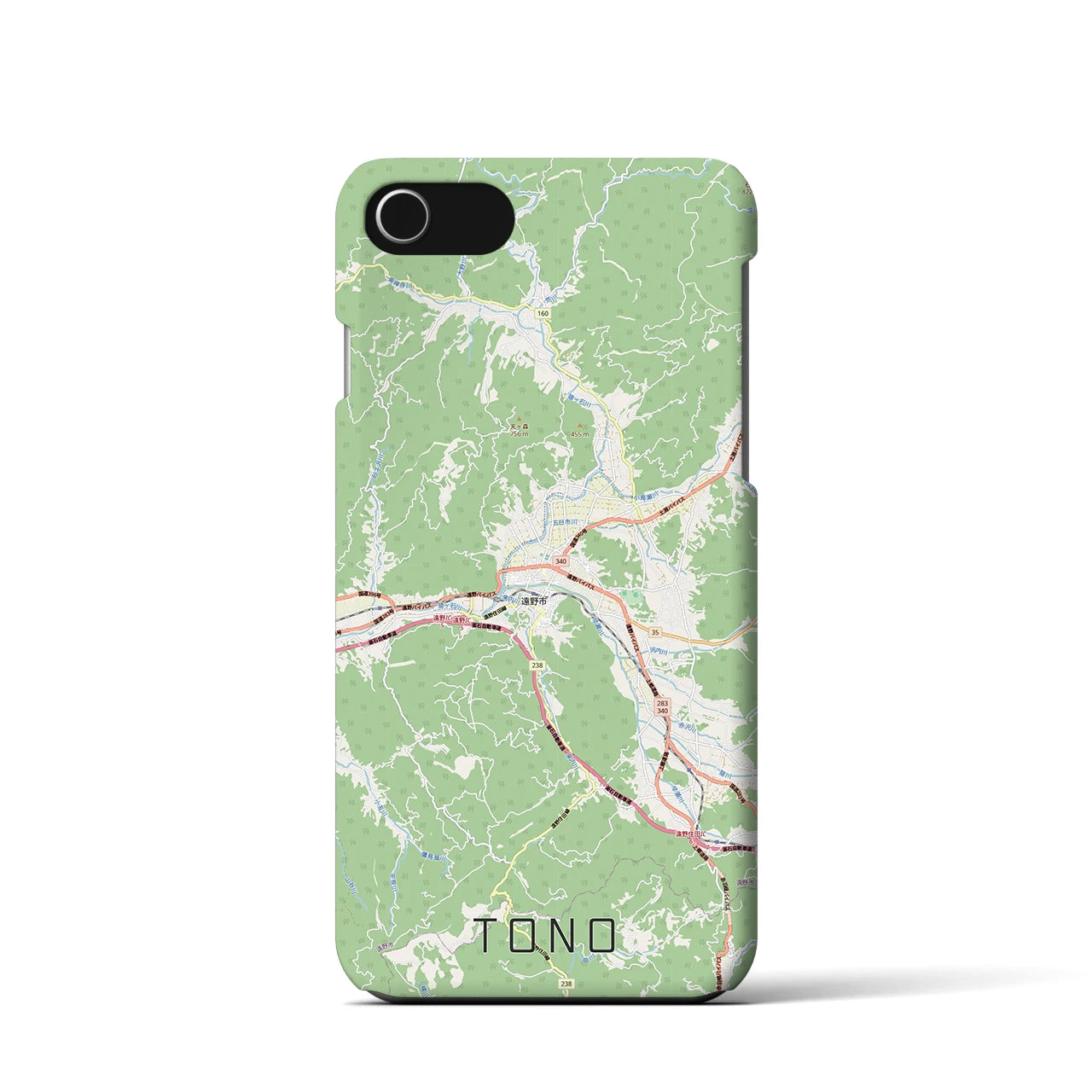 【遠野(岩手県)】地図柄iPhoneケース(バックカバータイプ)ナチュラル・iPhone SE(第3 / 第2世代) / 8 / 7 / 6s / 6 用