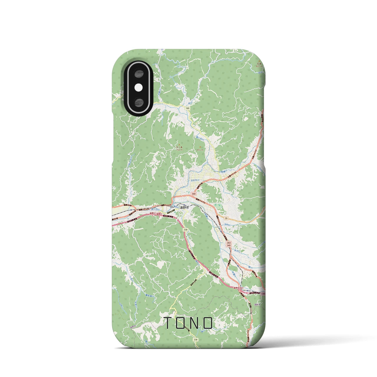 【遠野(岩手県)】地図柄iPhoneケース(バックカバータイプ)ナチュラル・iPhone XS / X 用
