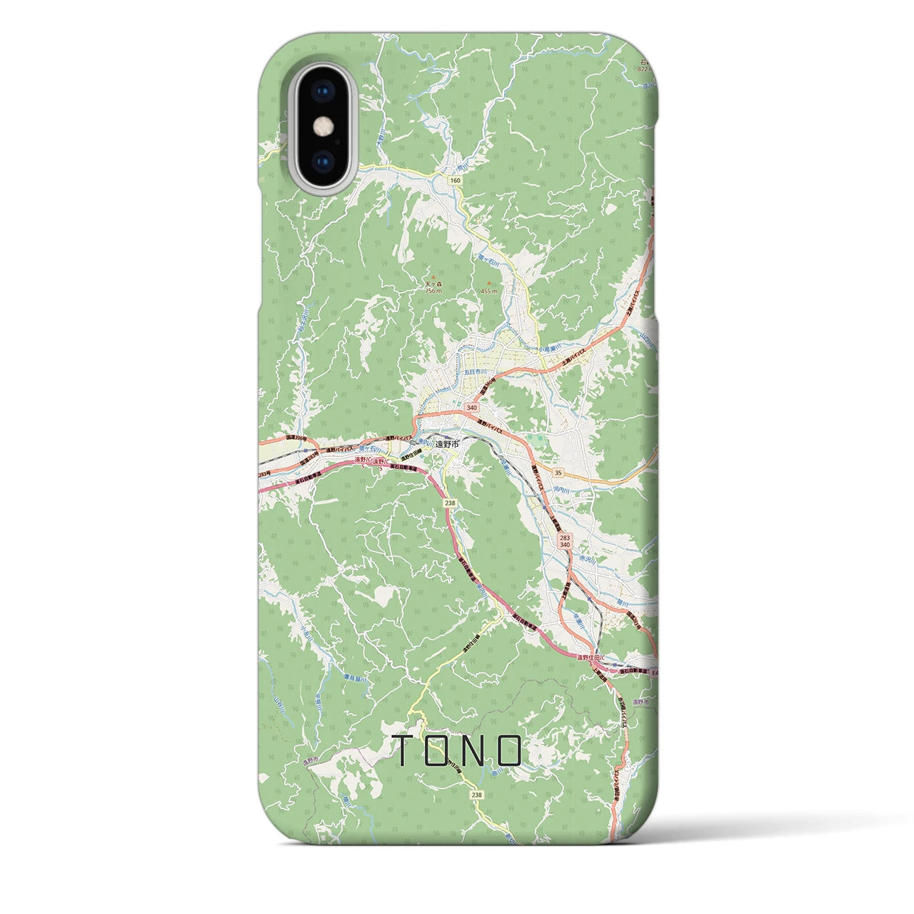 【遠野(岩手県)】地図柄iPhoneケース(バックカバータイプ)ナチュラル・iPhone XS Max 用