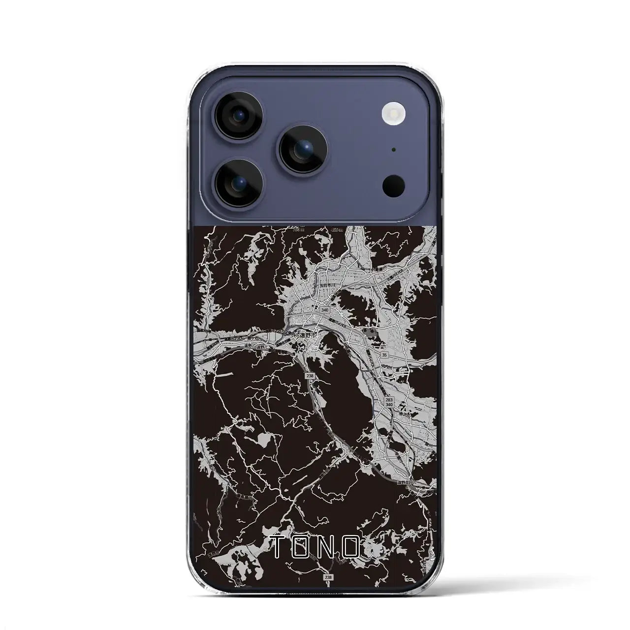 【遠野(岩手県)】地図柄iPhoneケース(クリアタイプ)モノトーン・iPhone 17 Pro Max 用