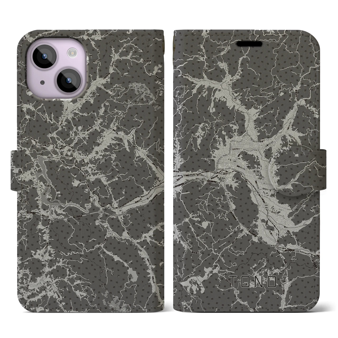 【遠野(岩手県)】地図柄iPhoneケース(手帳タイプ)