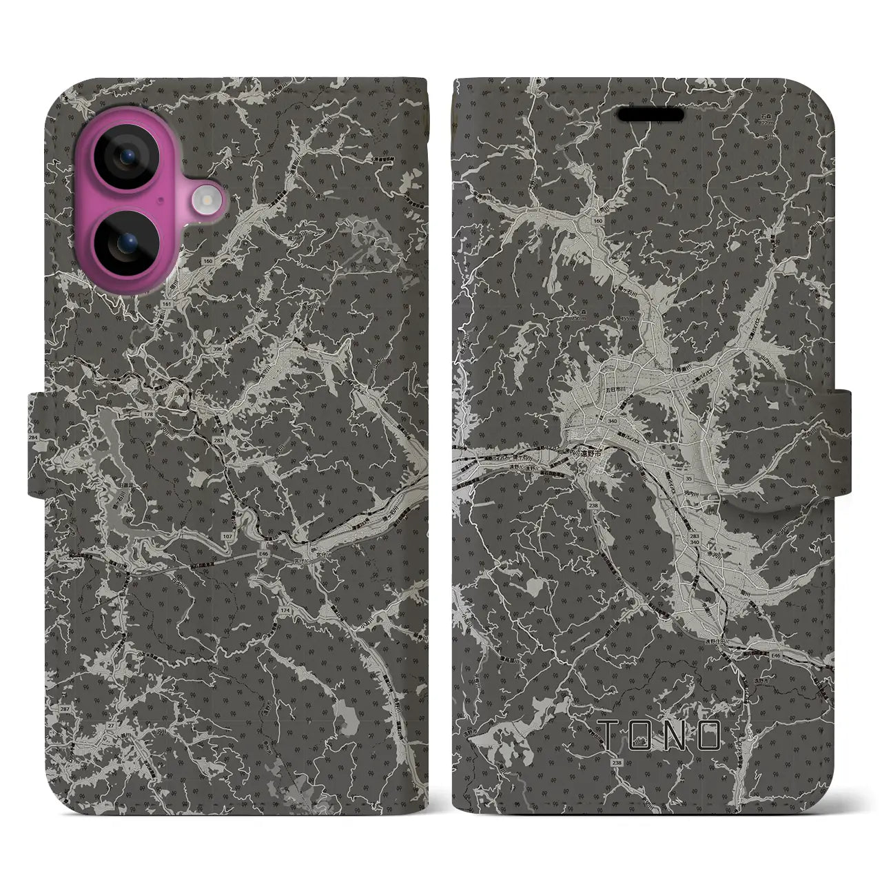 【遠野(岩手県)】地図柄iPhoneケース(手帳タイプ)