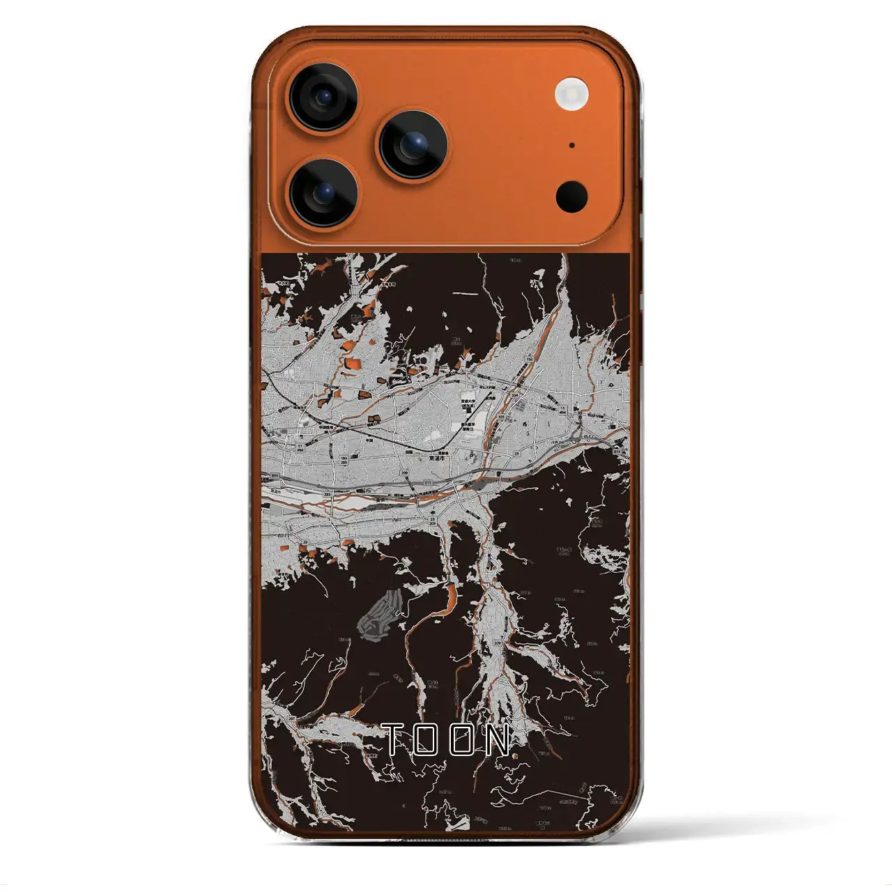 【東温(愛媛県)】地図柄iPhoneケース(クリアタイプ)モノトーン・iPhone 17 Pro Max 用