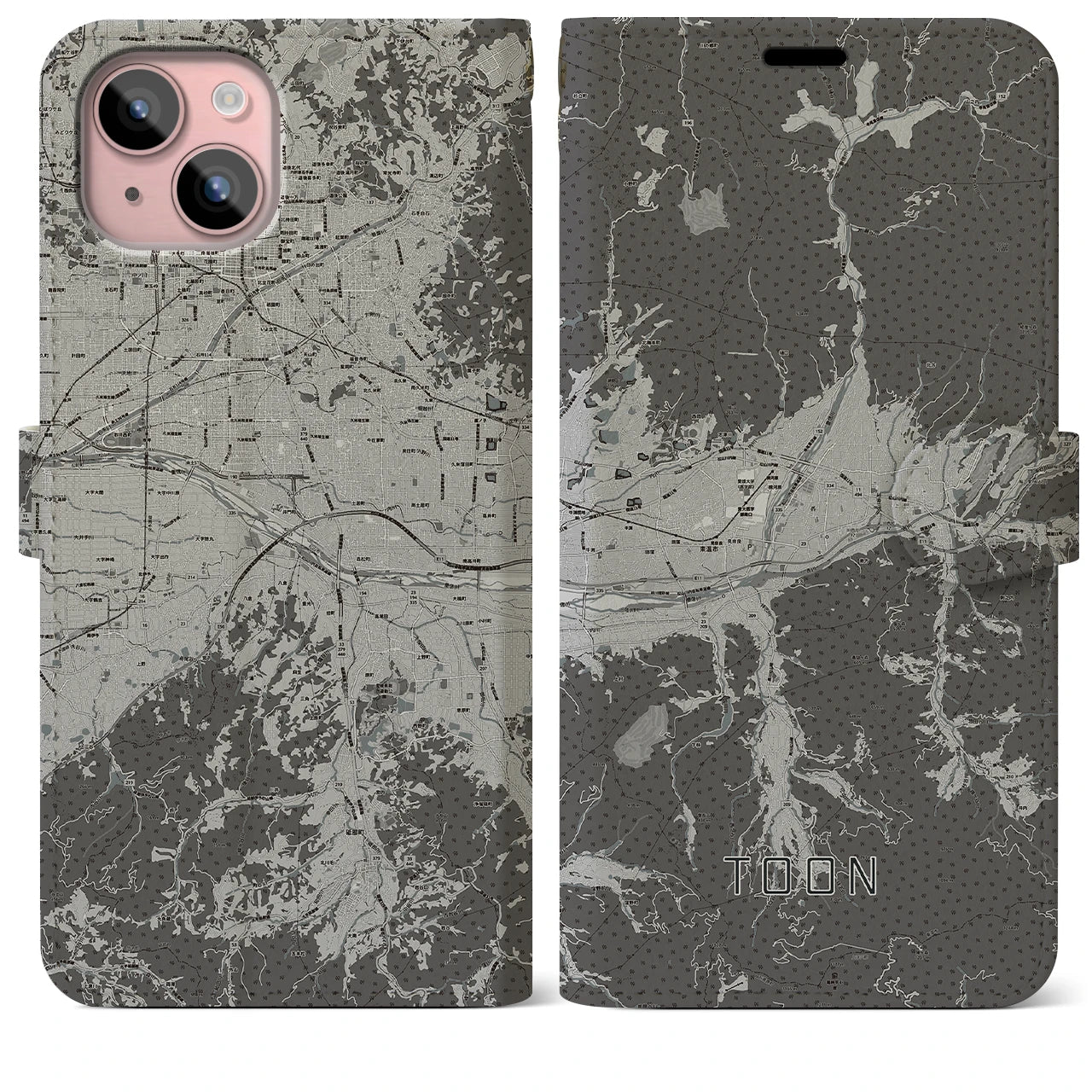 【東温(愛媛県)】地図柄iPhoneケース(手帳タイプ)