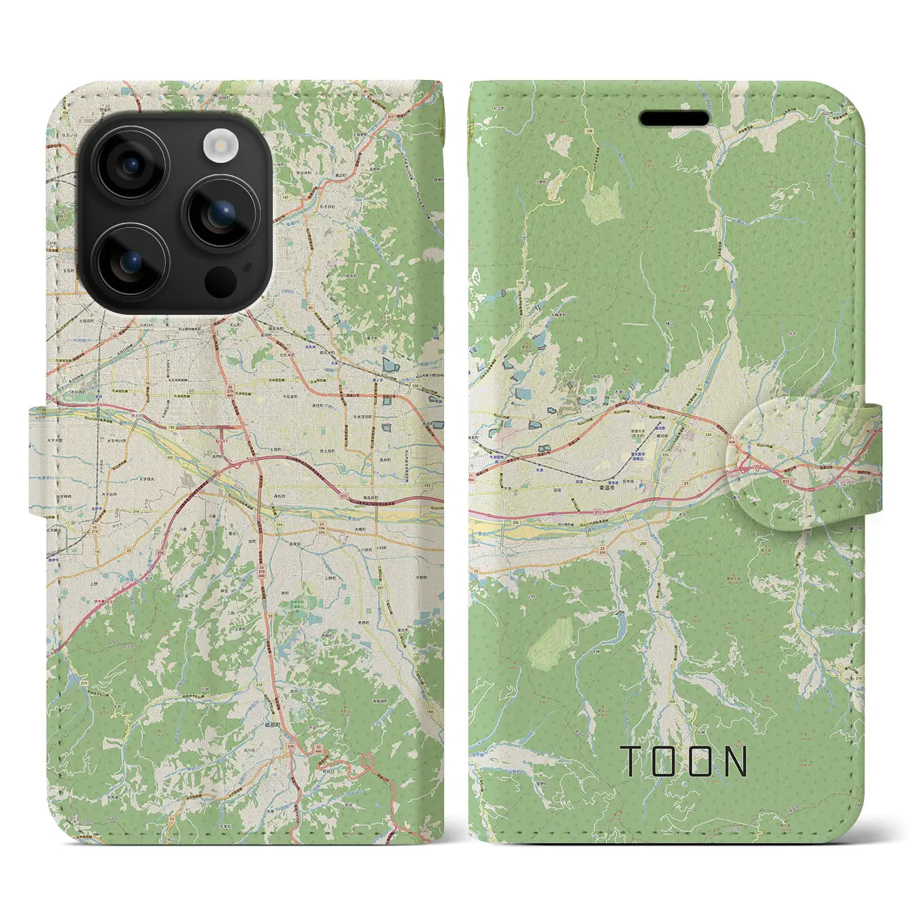 【東温(愛媛県)】地図柄iPhoneケース(手帳タイプ)ナチュラル・iPhone 16 用