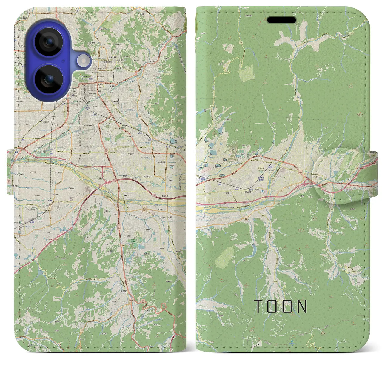 【東温(愛媛県)】地図柄iPhoneケース(手帳タイプ)ナチュラル・iPhone 16 Pro Max 用