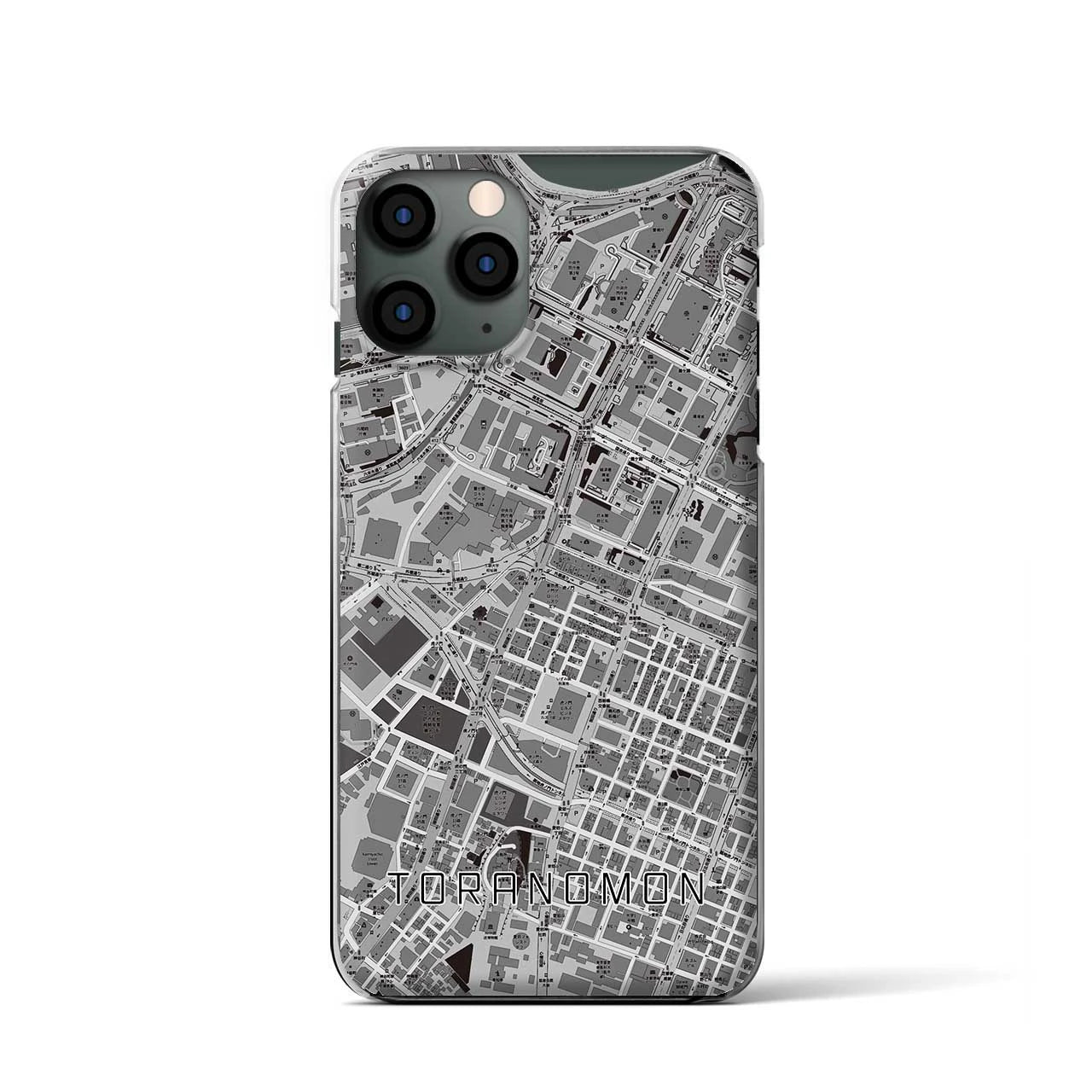 【虎ノ門(東京都)】地図柄iPhoneケース(クリアタイプ)モノトーン・iPhone 11 Pro 用