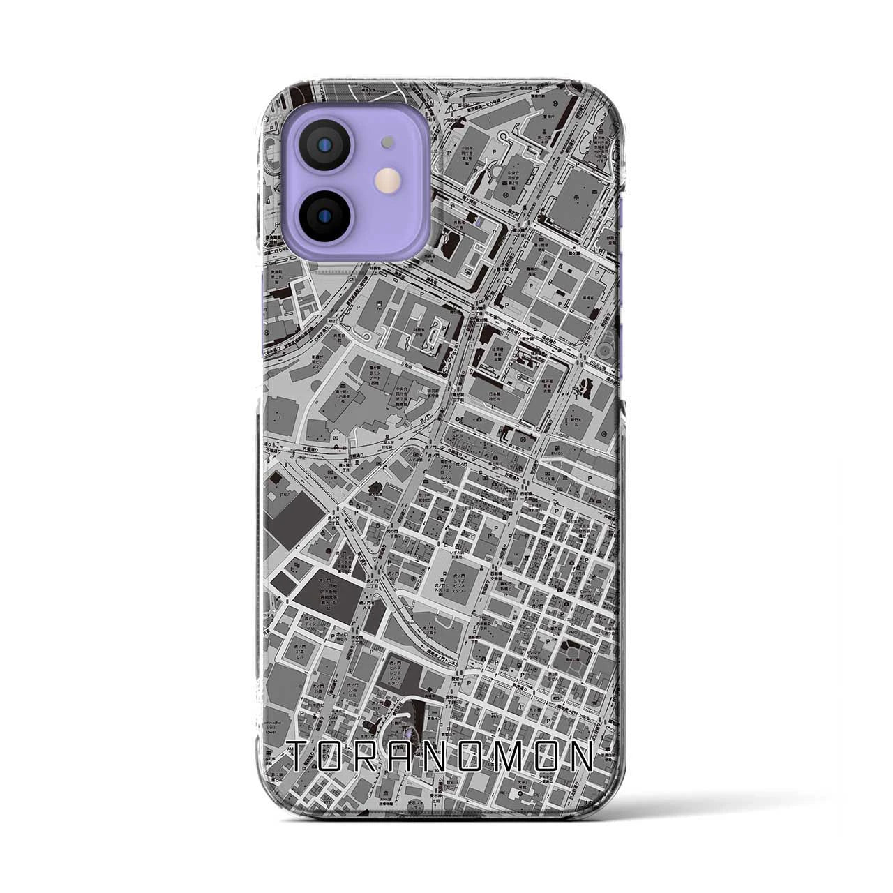 【虎ノ門(東京都)】地図柄iPhoneケース(クリアタイプ)モノトーン・iPhone 12 / 12 Pro 用