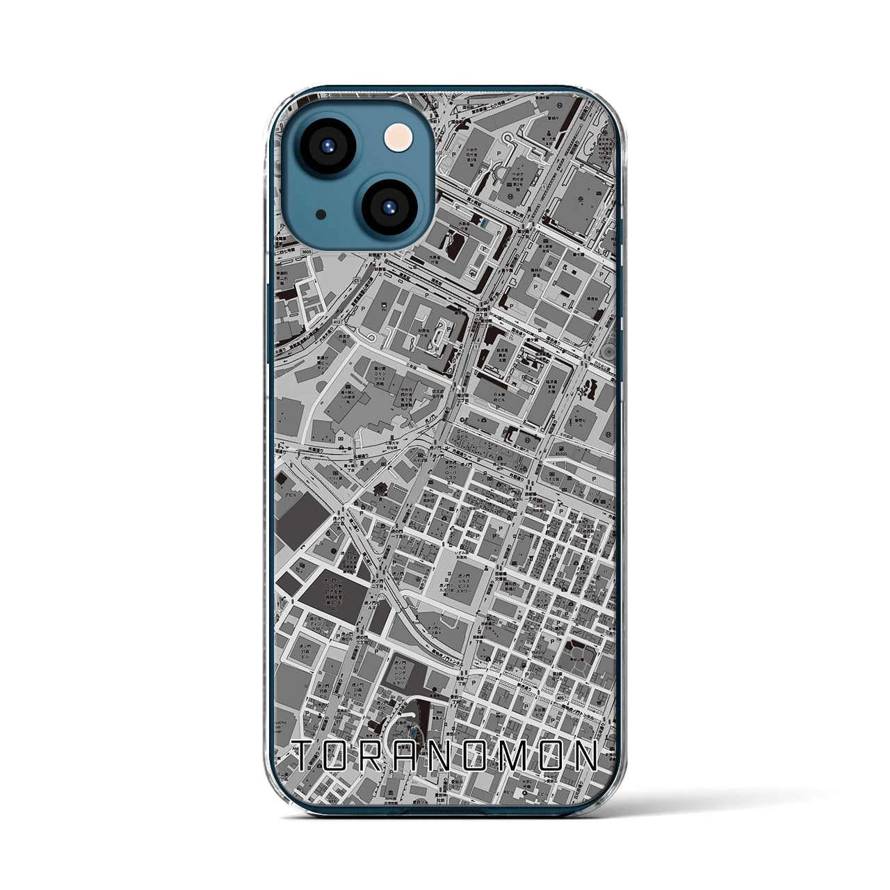 【虎ノ門(東京都)】地図柄iPhoneケース(クリアタイプ)モノトーン・iPhone 13 用