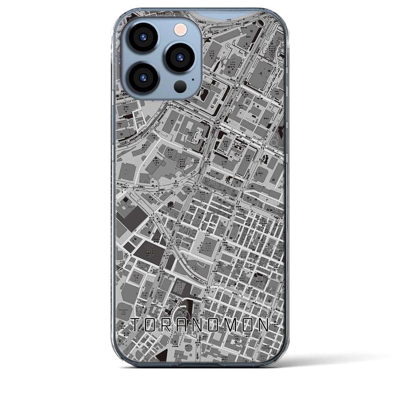 【虎ノ門(東京都)】地図柄iPhoneケース(クリアタイプ)モノトーン・iPhone 13 Pro Max 用
