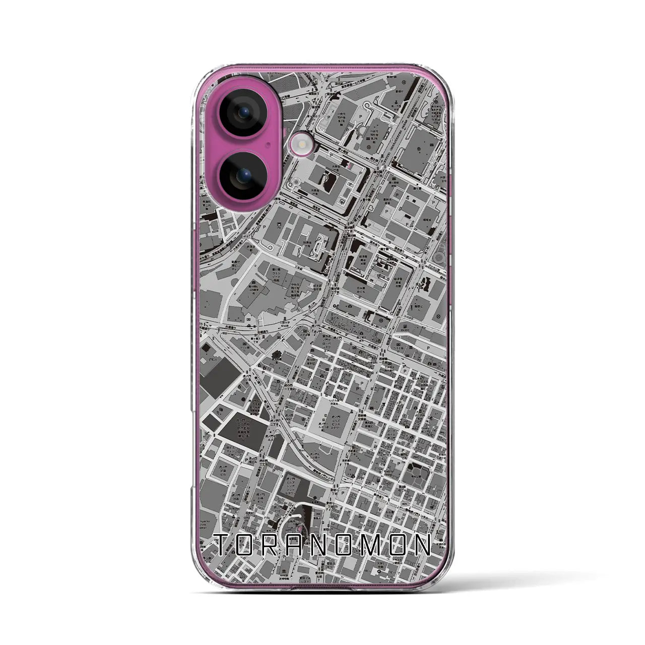 【虎ノ門(東京都)】地図柄iPhoneケース(クリアタイプ)モノトーン・iPhone 16 Pro 用