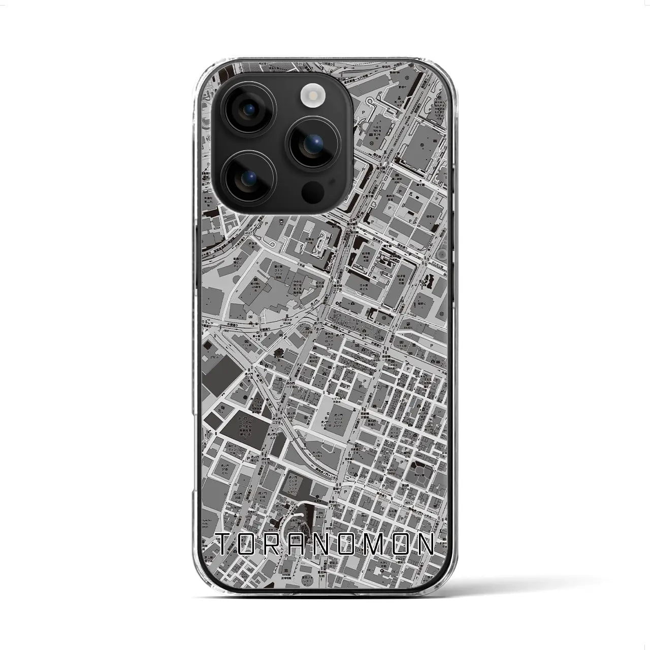 【虎ノ門(東京都)】地図柄iPhoneケース(クリアタイプ)モノトーン・iPhone 16 用