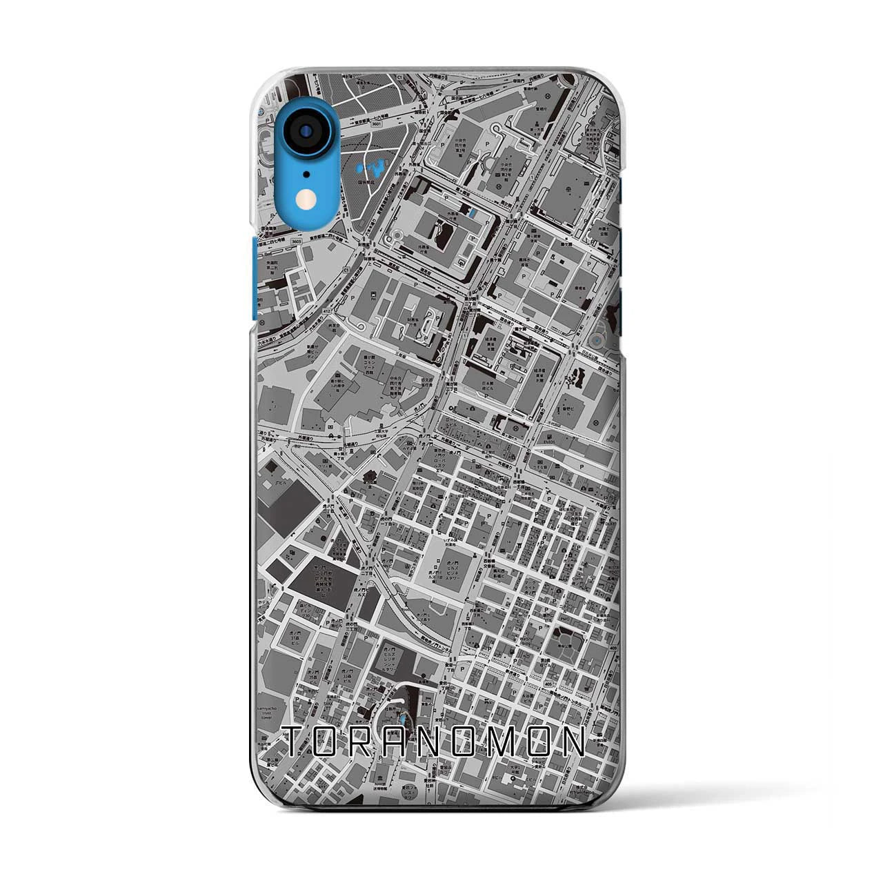 【虎ノ門(東京都)】地図柄iPhoneケース(クリアタイプ)モノトーン・iPhone XR 用