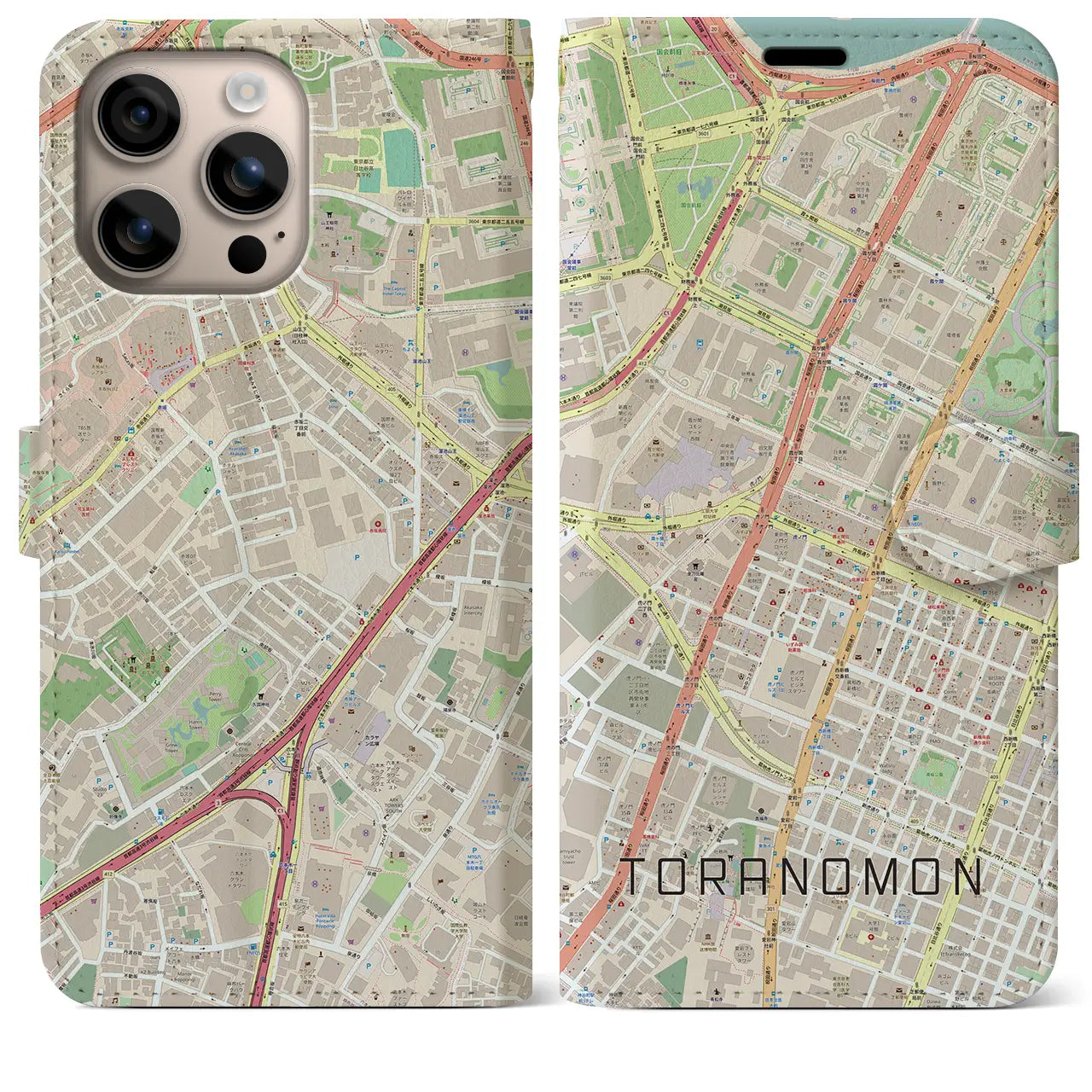 【虎ノ門(東京都)】地図柄iPhoneケース(手帳タイプ)