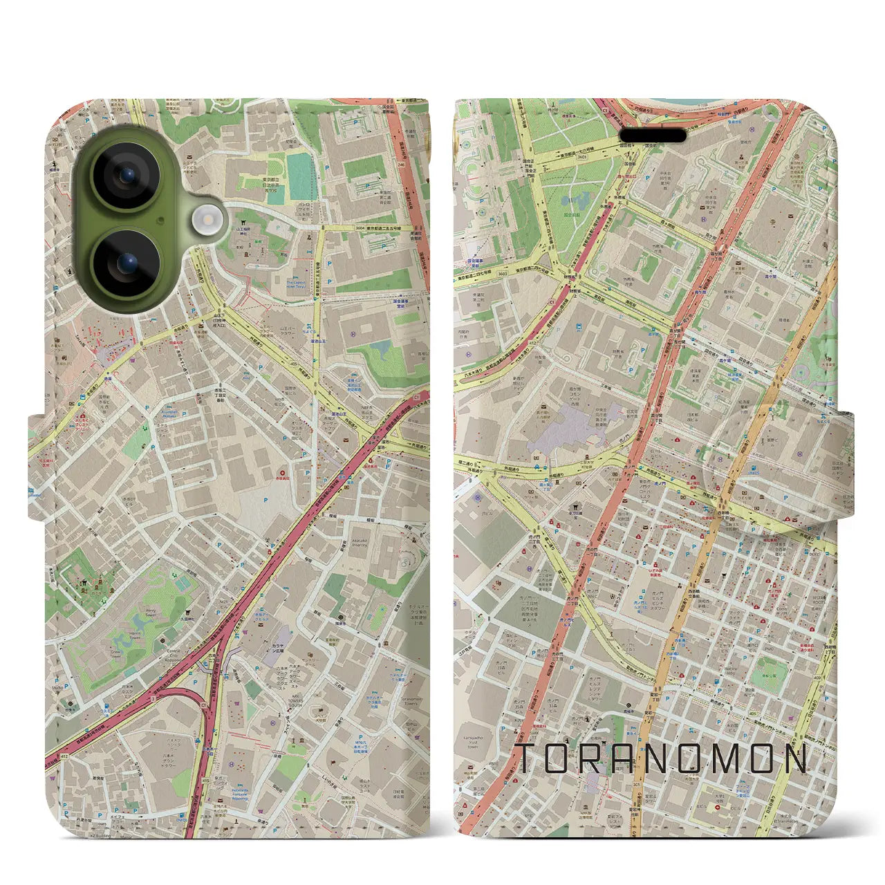 【虎ノ門(東京都)】地図柄iPhoneケース(手帳タイプ)