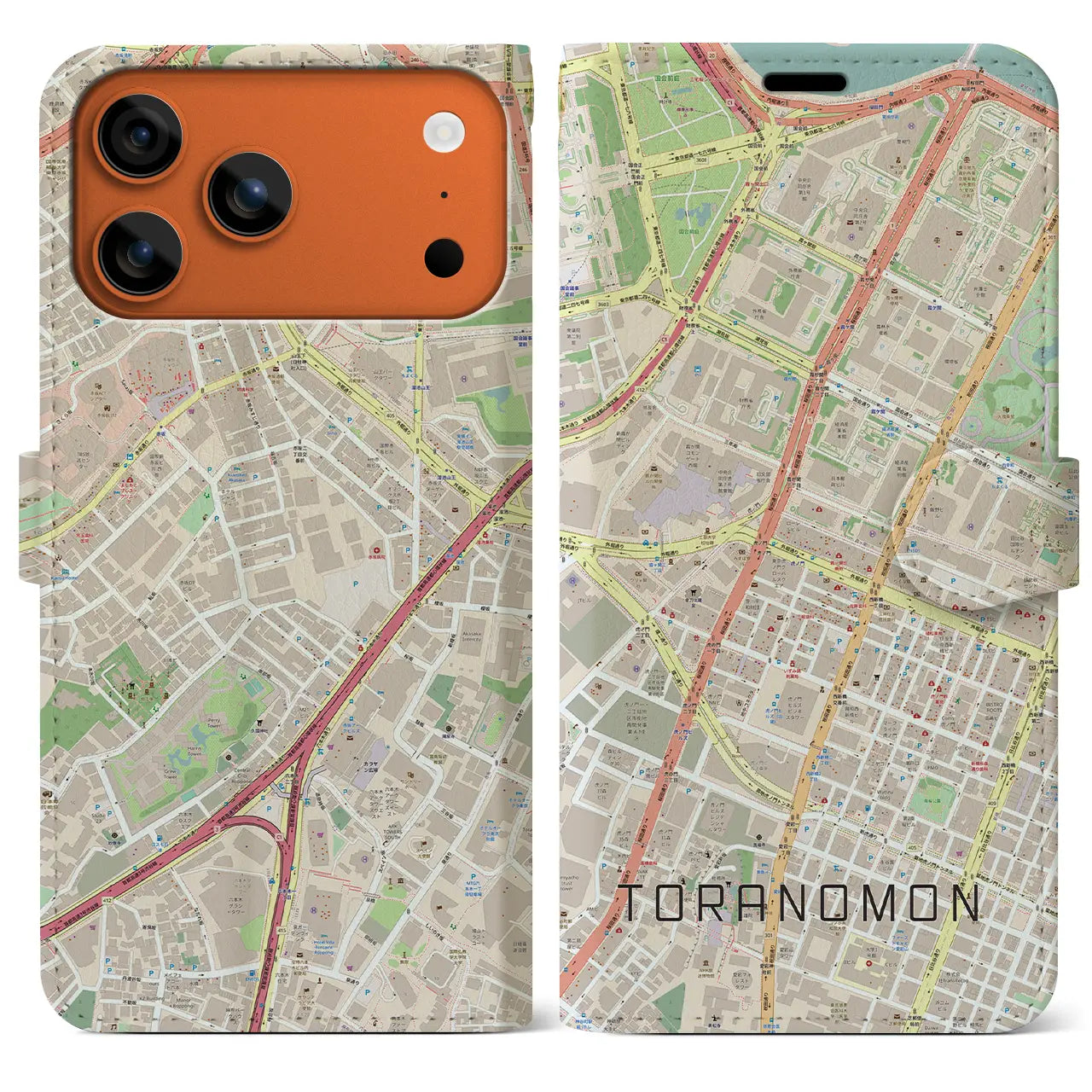 【虎ノ門(東京都)】地図柄iPhoneケース(手帳タイプ)