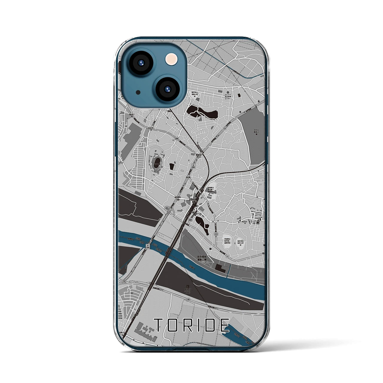 【取手(茨城県)】地図柄iPhoneケース(クリアタイプ)