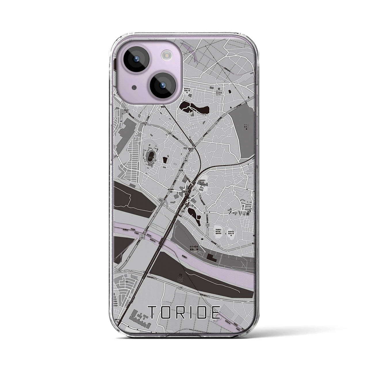 【取手(茨城県)】地図柄iPhoneケース(クリアタイプ)