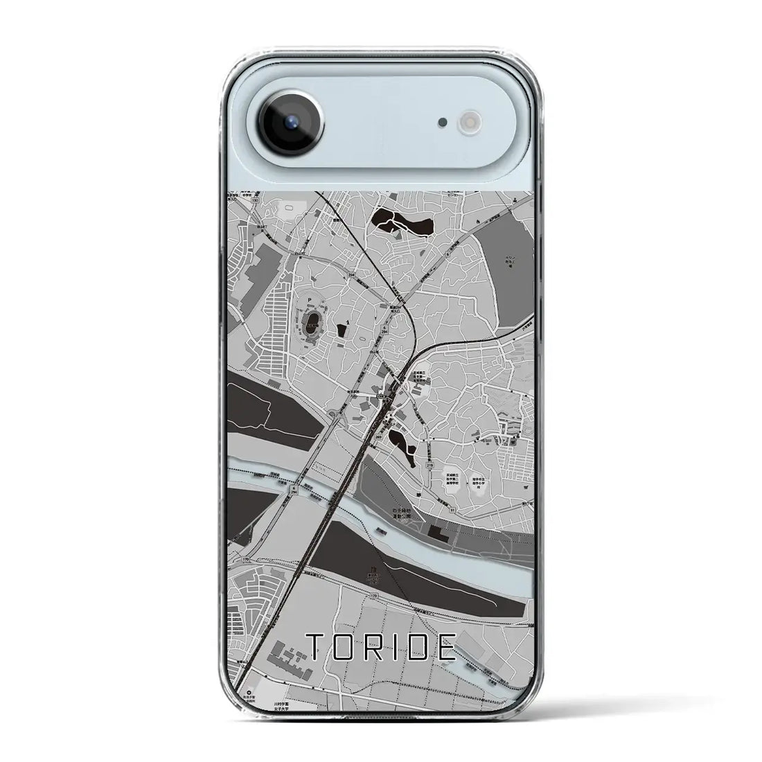 【取手(茨城県)】地図柄iPhoneケース(クリアタイプ)モノトーン・iPhone 17 Pro Max 用