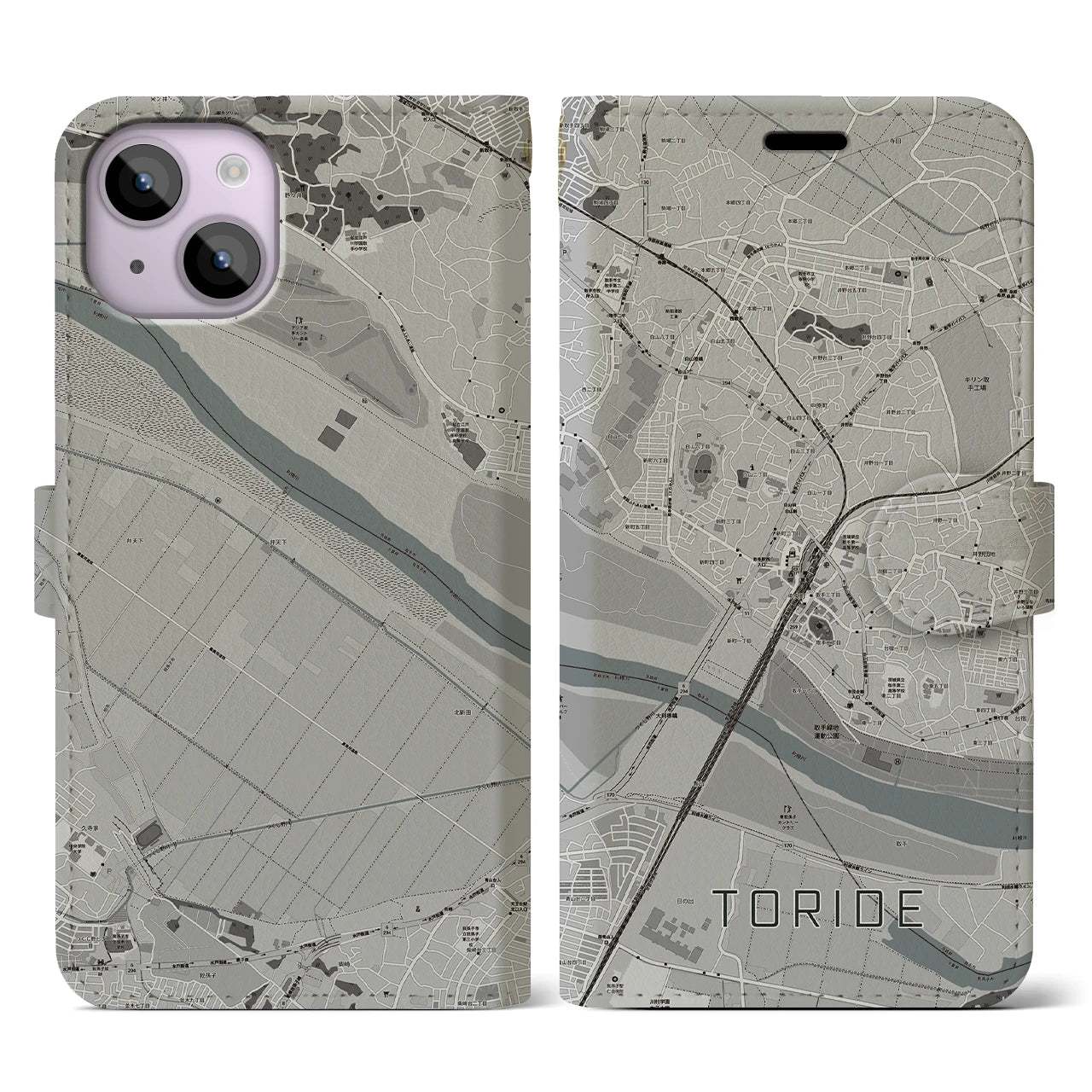 【取手(茨城県)】地図柄iPhoneケース(手帳タイプ)