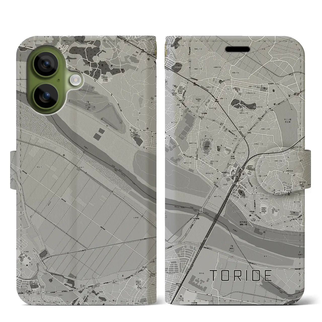 【取手(茨城県)】地図柄iPhoneケース(手帳タイプ)