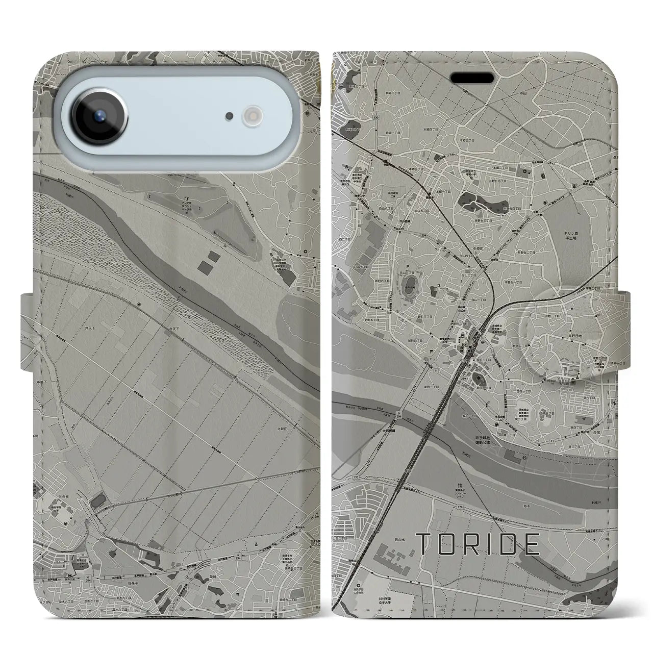 【取手(茨城県)】地図柄iPhoneケース(手帳タイプ)