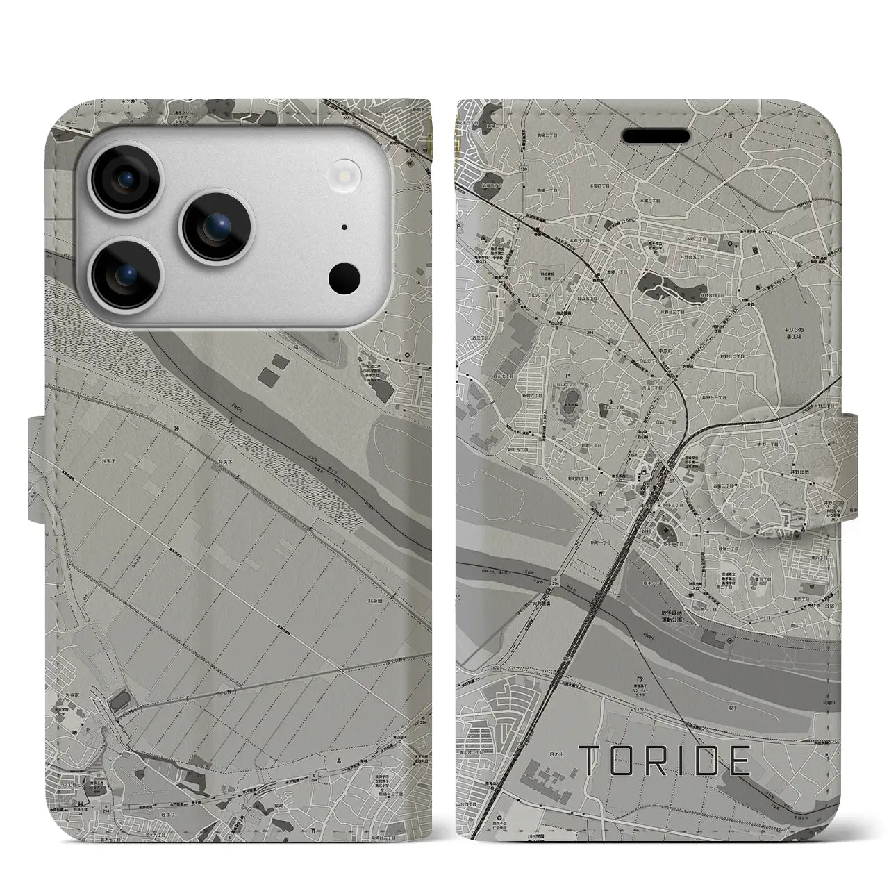 【取手(茨城県)】地図柄iPhoneケース(手帳タイプ)