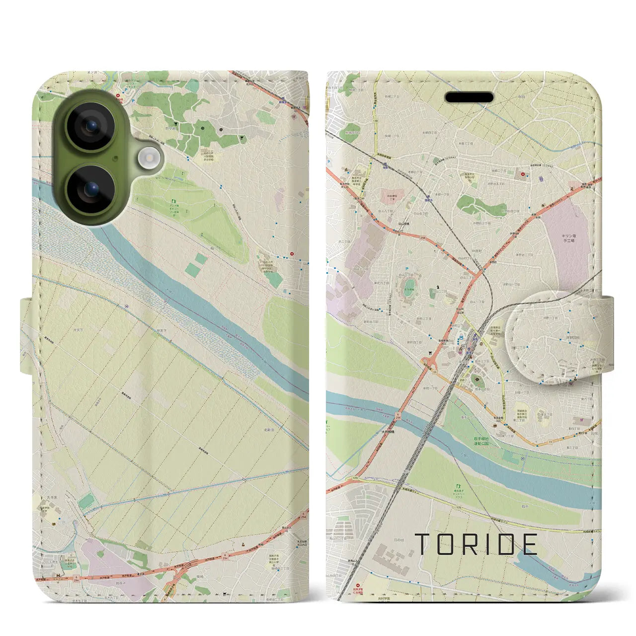 【取手(茨城県)】地図柄iPhoneケース(手帳タイプ)