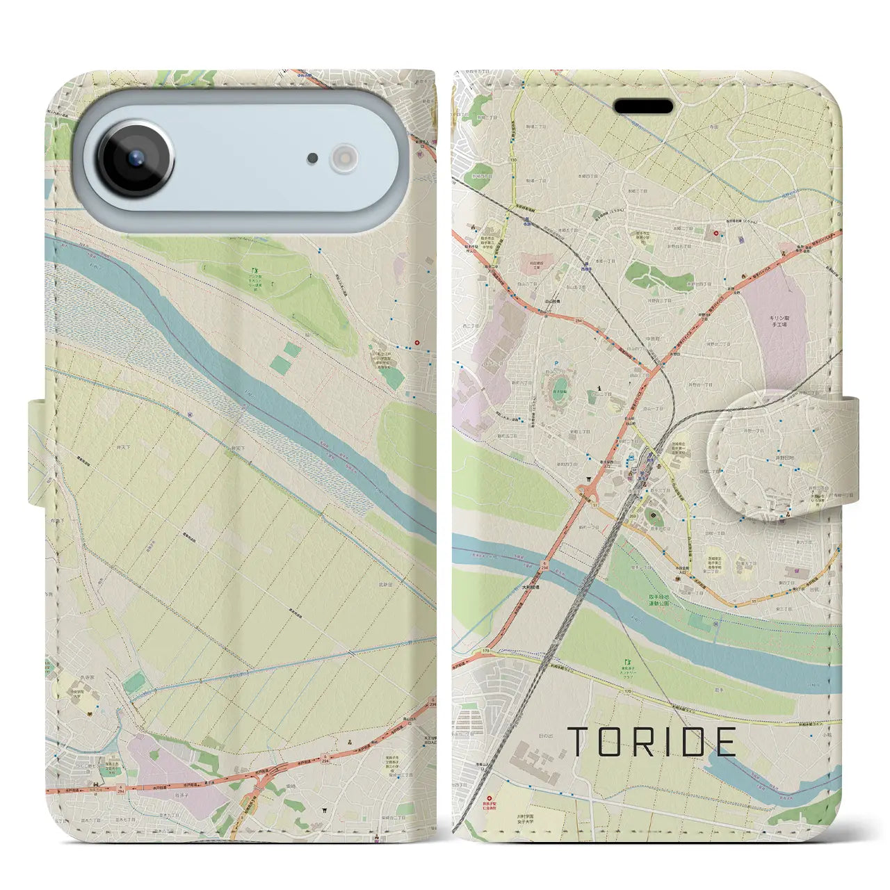 【取手(茨城県)】地図柄iPhoneケース(手帳タイプ)