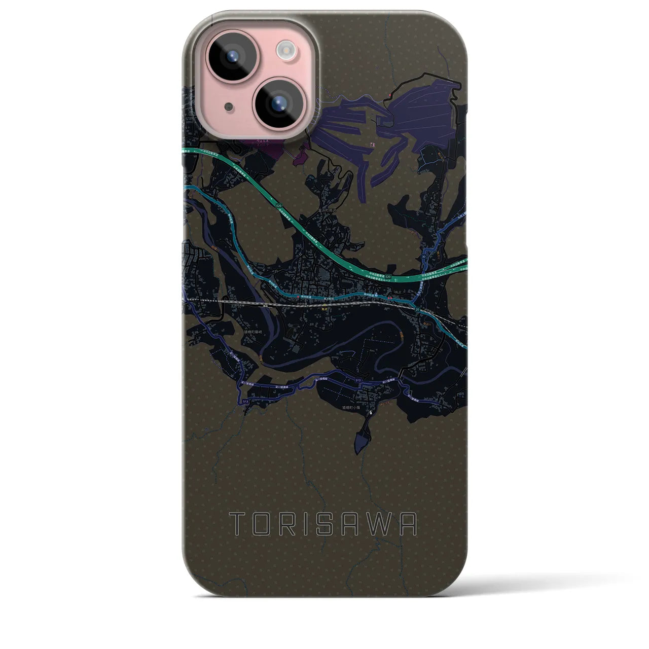 【鳥沢(山梨県)】地図柄iPhoneケース(バックカバータイプ)