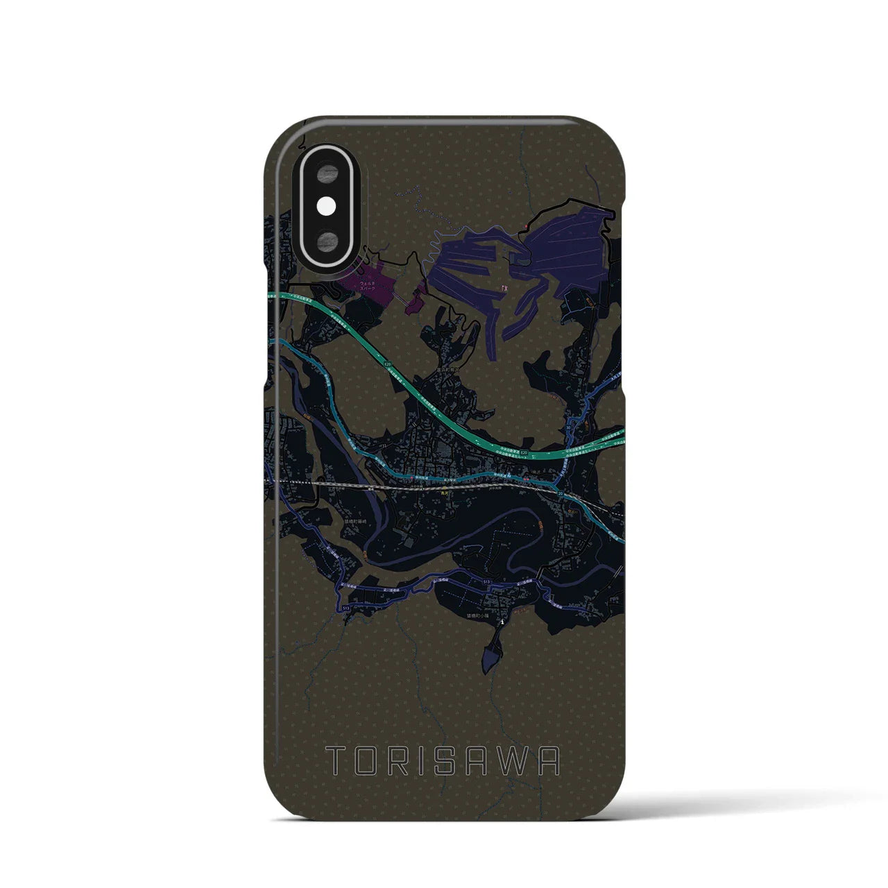 【鳥沢(山梨県)】地図柄iPhoneケース(バックカバータイプ)