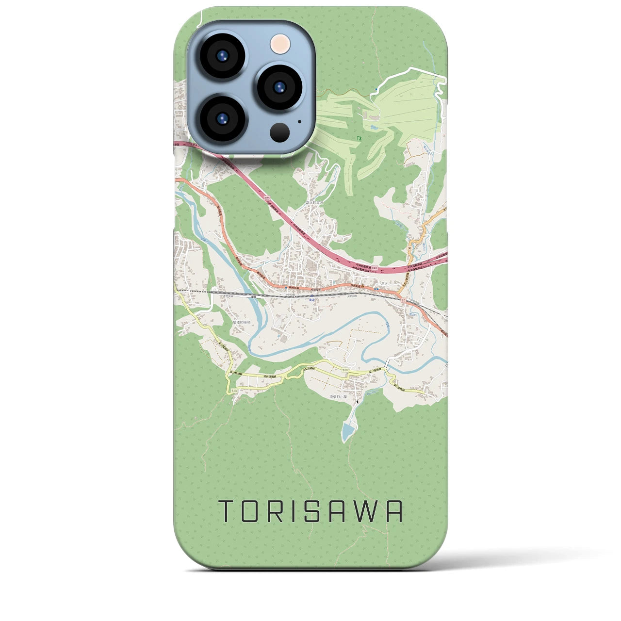 【鳥沢(山梨県)】地図柄iPhoneケース(バックカバータイプ)