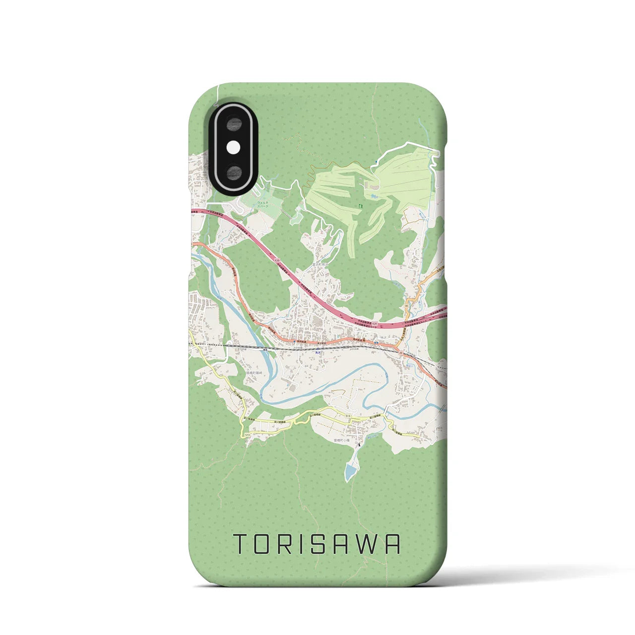 【鳥沢(山梨県)】地図柄iPhoneケース(バックカバータイプ)