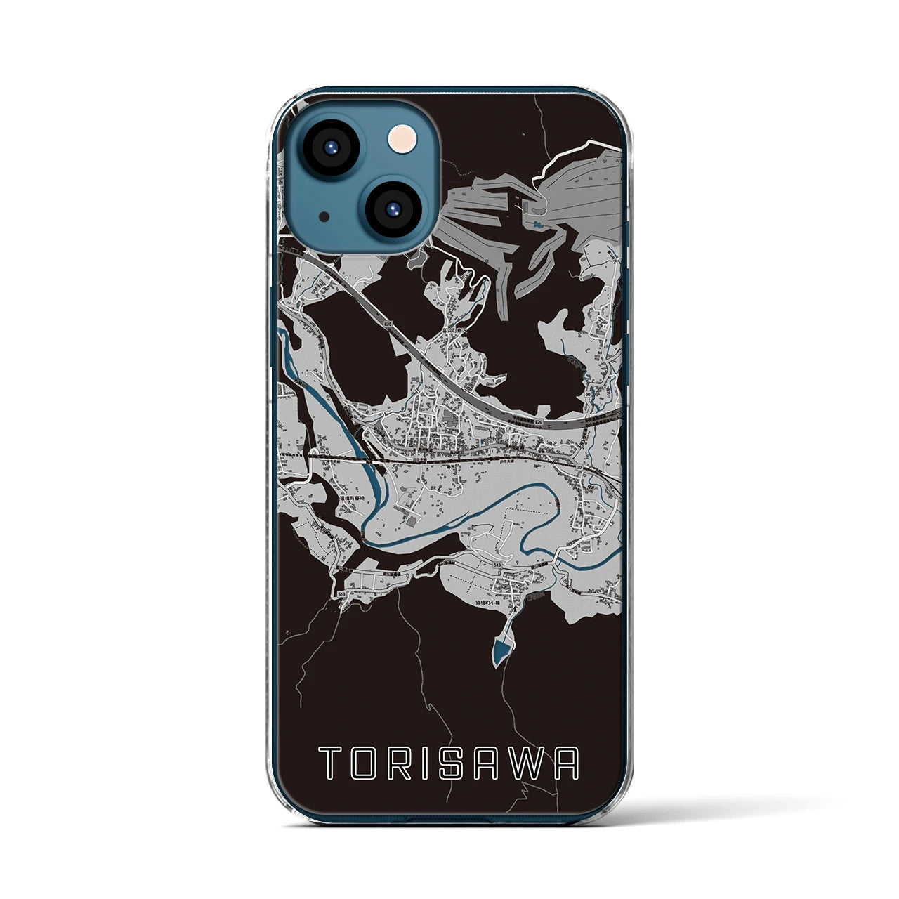 【鳥沢(山梨県)】地図柄iPhoneケース(クリアタイプ)