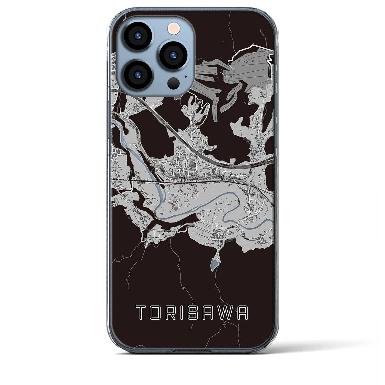 【鳥沢(山梨県)】地図柄iPhoneケース(クリアタイプ)