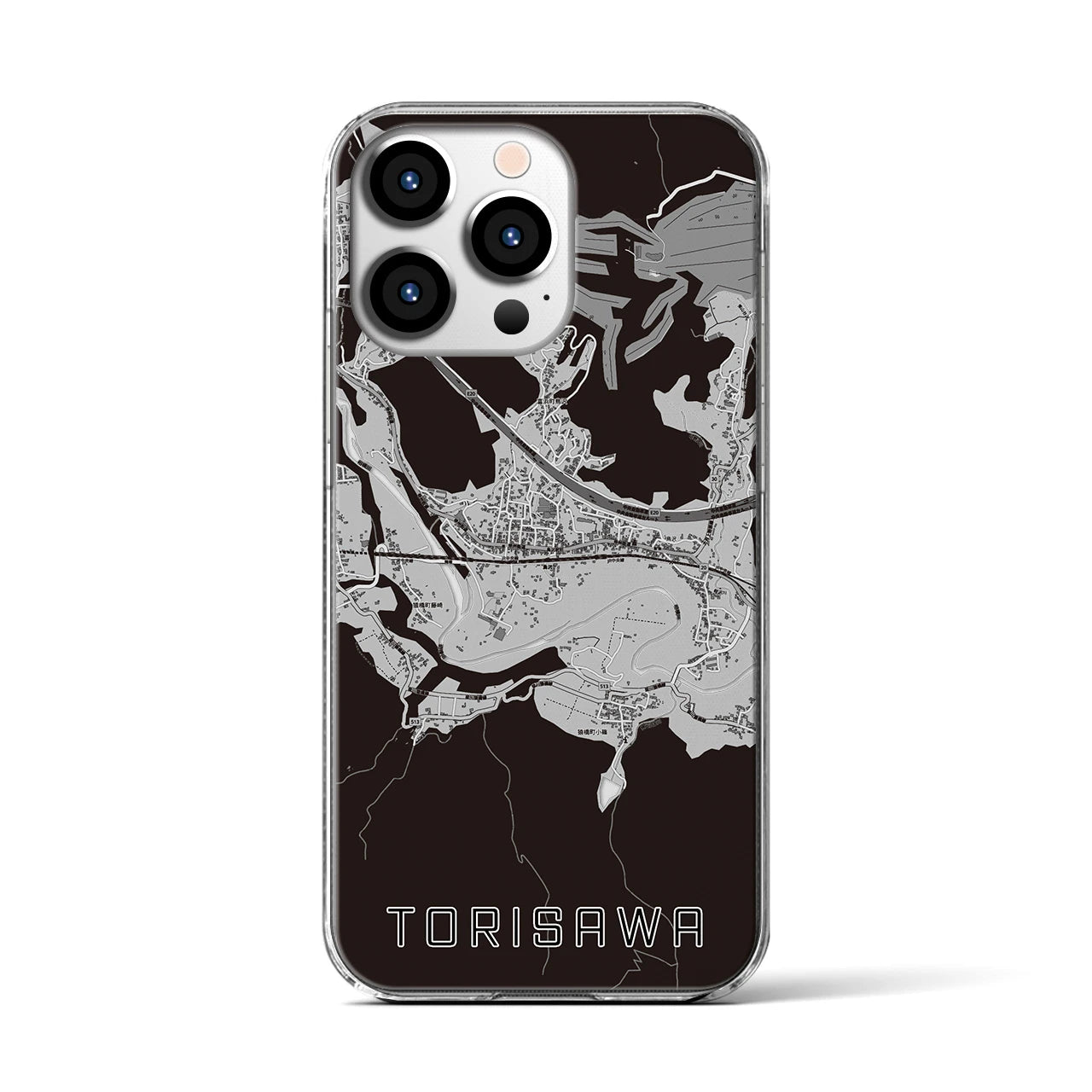 【鳥沢(山梨県)】地図柄iPhoneケース(クリアタイプ)