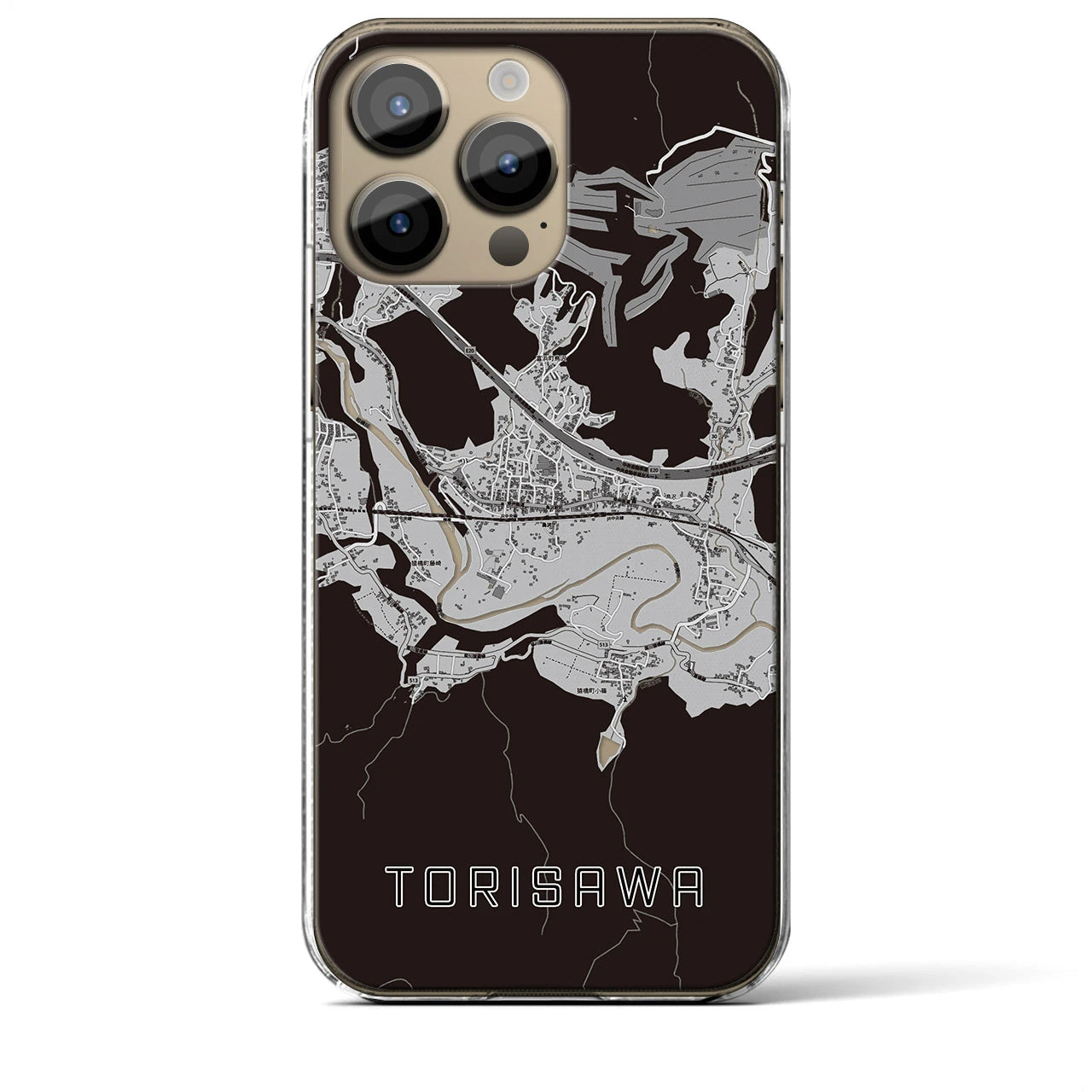 【鳥沢(山梨県)】地図柄iPhoneケース(クリアタイプ)