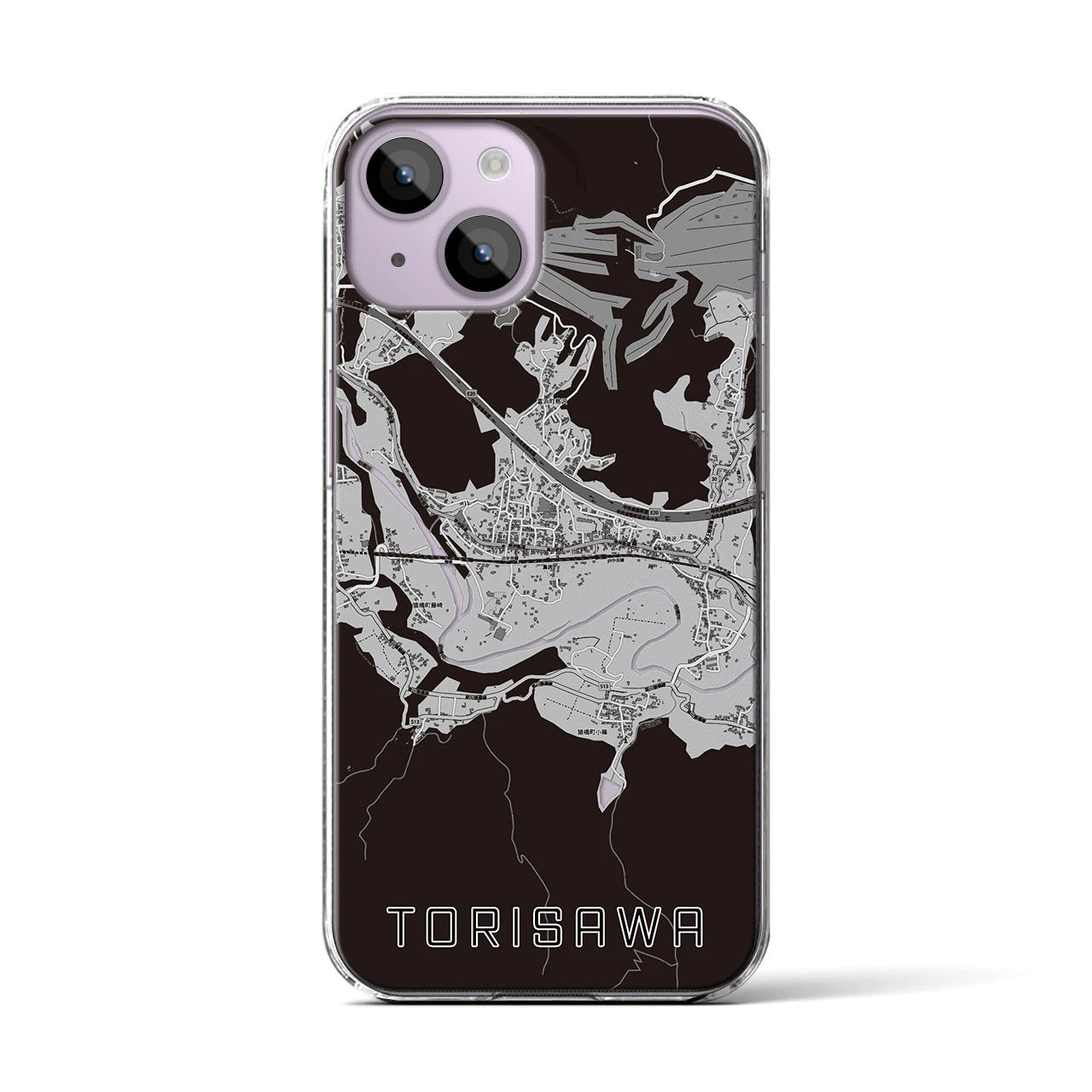 【鳥沢(山梨県)】地図柄iPhoneケース(クリアタイプ)